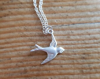 Silver swallow necklace
