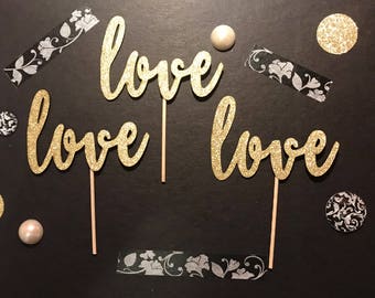 Love Cupcake Toppers/ wedding cupcake toppers/ valentine's day cupcake toppers/ bridal shower cupcake toppers/ bachelorette cupcake toppers