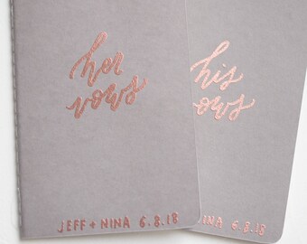 Grey Calligraphy Vow Books (Set of 2) / Personalized Vow Journals