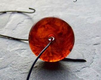 Tortoise Shell-Large Lucite Beads-Vintage Lucite Bead-Wheel-Amber Bead-Vintage Bead-Large Beads-Italian Beads-6 Beads