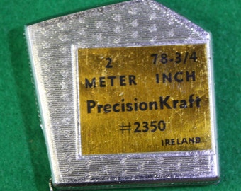 Vintage scarce made in Ireland PrecisionKarft #2350 -2 Meter 78 3/4" pocket tapemeasure - Free Shipping Domestic USA