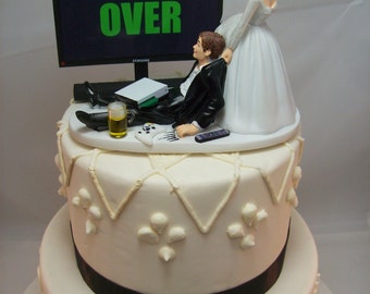 GAME OVER PlayStation  Funny Wedding  Cake  Topper  Video Game