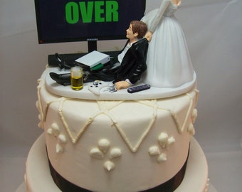 GAME OVER PlayStation Funny Wedding Cake Topper Video Game GAME OVER PlayStation Funny Wedding Cake Topper Video Game