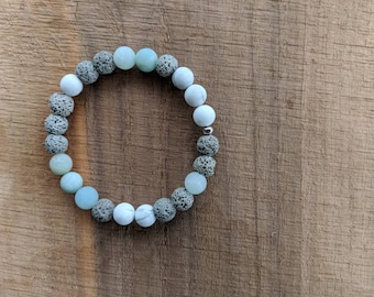 Essential oil diffuser bracelet yoga bracelet mala beads meditation beads yoga beads amazonite bracelet graywood frosted howlite lava beads