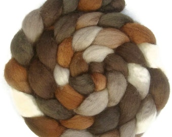 Handpainted BFL Wool Roving - 4 oz. CAPPUCCINO - Spinning Fiber