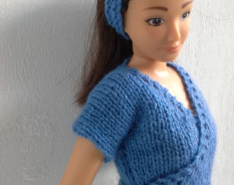 Top and headband for Lammily, hand knitted sweater, Lammily clothes, MADE TO ORDER