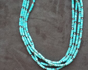 Four strand turquoise heishi necklace
