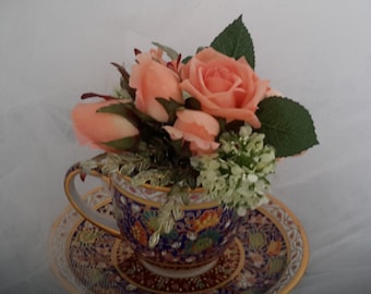 teacup centerpiece, centerpiece, shower idea, baby shower ideas, bridal shower ideas, teacup gift, tea lover gift, rose small centerpiece