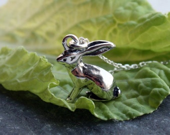 Sterling Silver Rabbit Necklace, Bunny Necklace