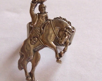 Sterling Cowboy on Bucking Bronco Bolo ~ Signed