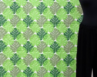Indian woven cotton canvas, large patterned green plant