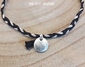 Customizable braided bracelet in sterling silver with engraved Locket