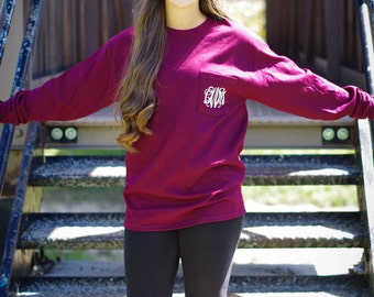Monogram Long Sleeve Pocket Shirt