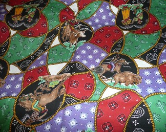 Wamsutta Cowboys, Indians, Buffalo Cotton Print Fabric By The Yard