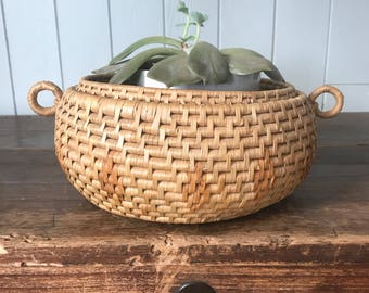 Vintage woven basket/ Bohemian Decor