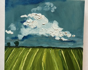Cloudy Landscape Original Oil Painting Daily Painting