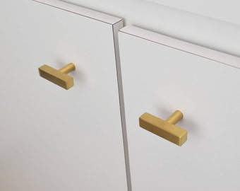 Modern, Square, Gold Drawer Knobs, T-Knob Handles, Drawer Pull, Cabinet Pull, Cabinet Knobs