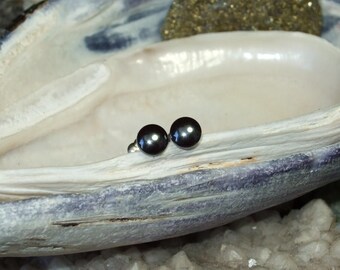 Longer Posts Shiny 4mm Hematite Stud Earrings Earings Titanium Post and Clutch Hypo Allergenic Handmade in Newfoundland Yang
