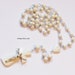 Vintage Bone Bead Rosary, Crucifix, Prayer Beads