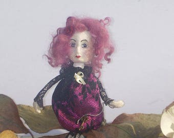 SALE - OOAK Art Doll Brooch Vanessa
