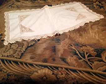 White ecru doily vintage late 20 century.