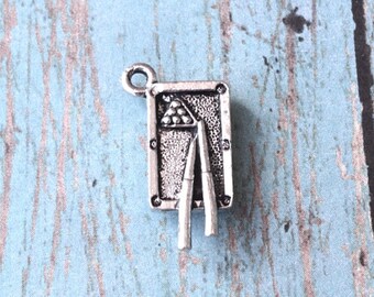 Pool table charm 3D pewter (1 piece) - silver pool table pendant, billiards charm, pool charm, gift for pool player, WW14