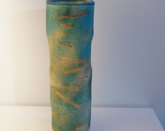 Blue texture ceramic art vessel