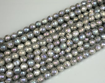 Larvikite Marble Labradorite AB facetted Round 4mm, 6mm, 8mm, 10mm, 12mm, 14mm- Wholesale Bulk or Single Strand!