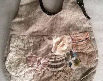 Linen bag, Art bag, Handmade bag, unique bag, Large Hobo Bag, Shoulder Bag, Casual Bag, Beach Bag, Weekender, Laptop Bag