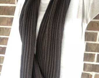 Ribbed long infinity scarf