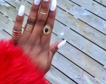White Glossy Press on Nails/Swarovski Crystals/ Any shape/ Any Size/ Fake nails/ False Nails