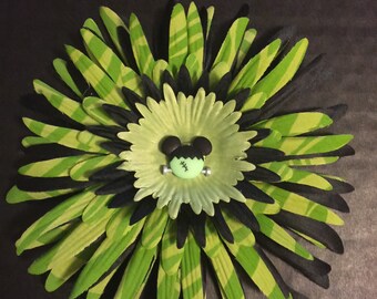 Frankenstein Mickey Mouse hair flower clip, Halloween, Disney, Mickey Mouse