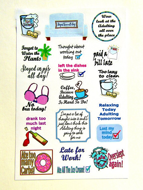 Sarcastic Adulting Planner Scrapbook Stickers Funny Adulting