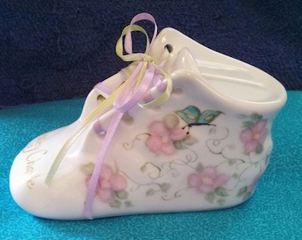 Hand Painted Porcelain Baby Shoe