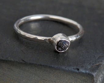 Custom black diamond ring / raw diamond ring / rough diamond / wedding ring / engagement ring / natural diamond / black diamond ring