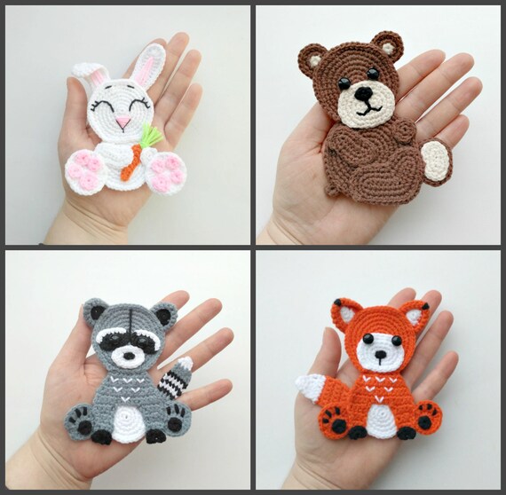 PATTERN Woodland Animal Applique Crochet Patterns PDF Rabbit