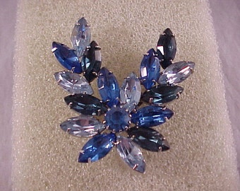 Blue Rhinestone Brooch