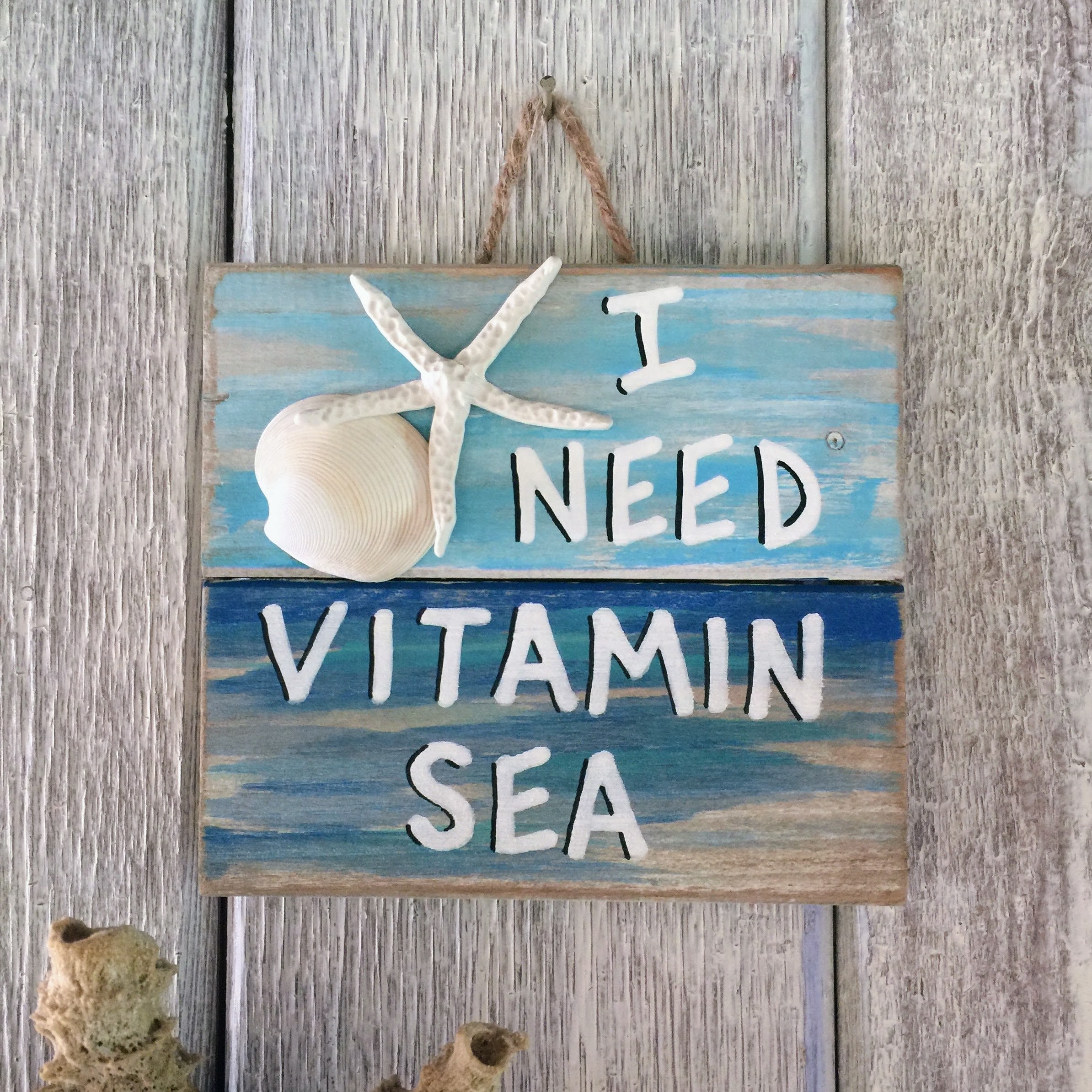 Ocean Pallet Art Wooden Vitamin Sea Sign Seaside Decor