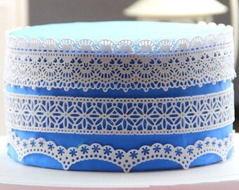 L001 Large silicone sugar lace mat, flower lace edge decorting wedding cake, lace mold fondant for creating edible lace, baking tool