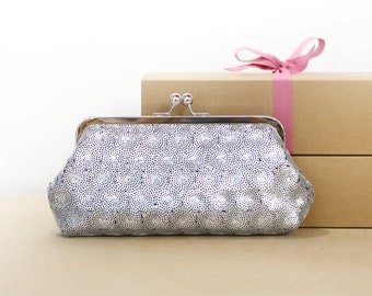Metallic Matt Silver Sequins (circular) Tulle Clutch | Bridesmaids | Mother of the Bride's Clutch