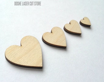 Simple laser cut HEART wood shapes / Laser cut wood / Valentines day decor / Romantic decor / Wood shapes / Wood laser cut / Unfinished wood