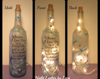 Dragonfly "Whisper I Love you to a Dragonfly" Wine Bottle Night Light