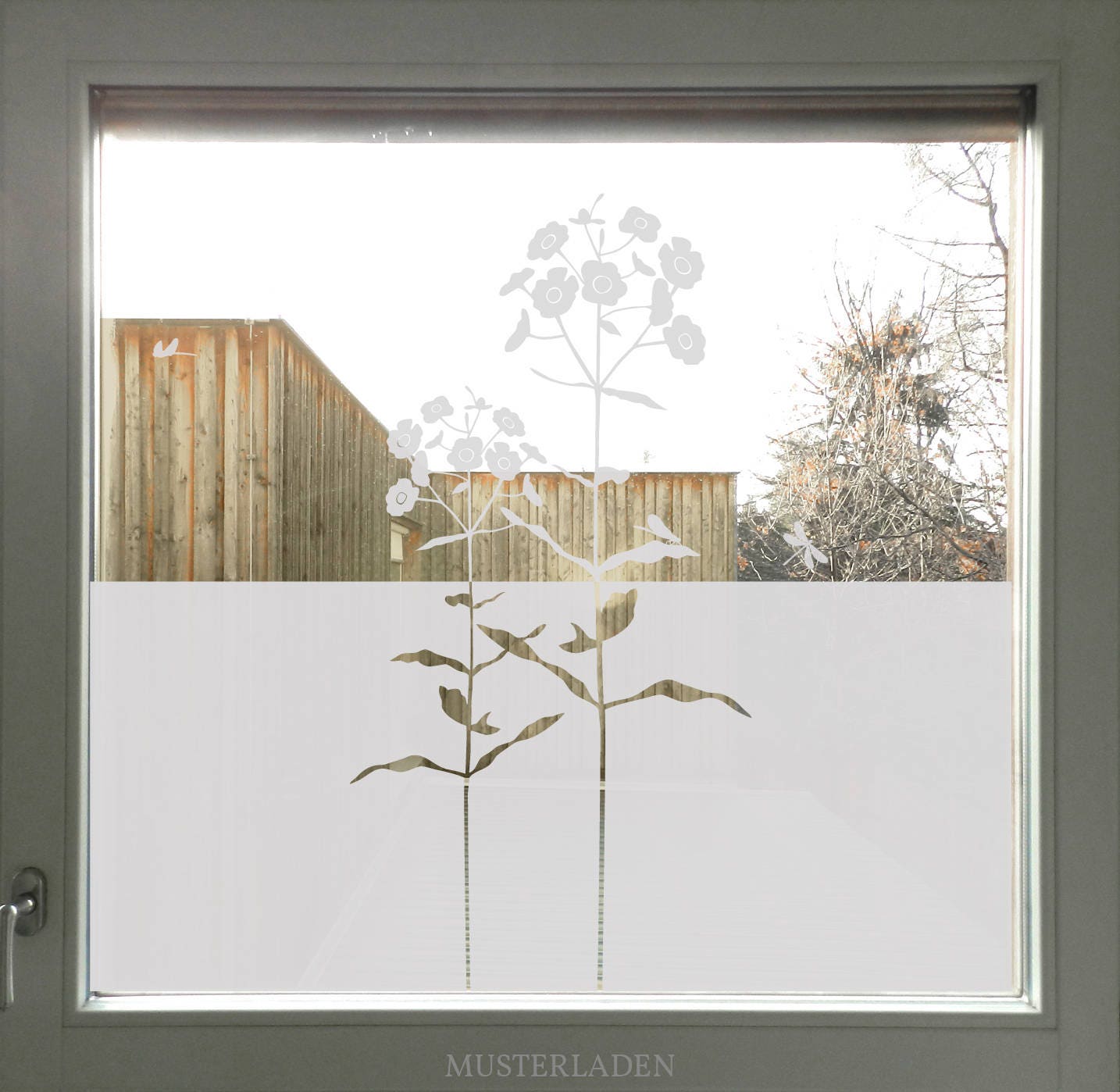 Flower Window Privacy Film Privacy Decal for Front Door