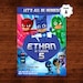 Pj Masks Birthday Invitation, Pj Masks Invite, Pj Masks Birthday, Pj Masks Party, Pj Masks Printable, Pj Masks Card, Catboy, Owlette, Gekko