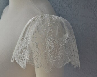 Detachable Ivory Chantilly Lace Straps Cap Sleeves to Add to your Wedding Dress