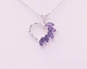 Sterling Silver Amethyst Heart Pendant