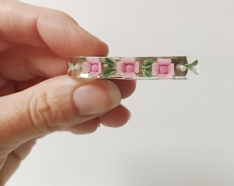 Vintage Pink Flower Confetti Lucite Hair 50's Clip