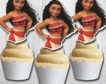 MOANA Cupcake Toppers, Moana Cake Pop Toppers, Moana Cupcake Picks, Double-Sided, Digital File, You Print