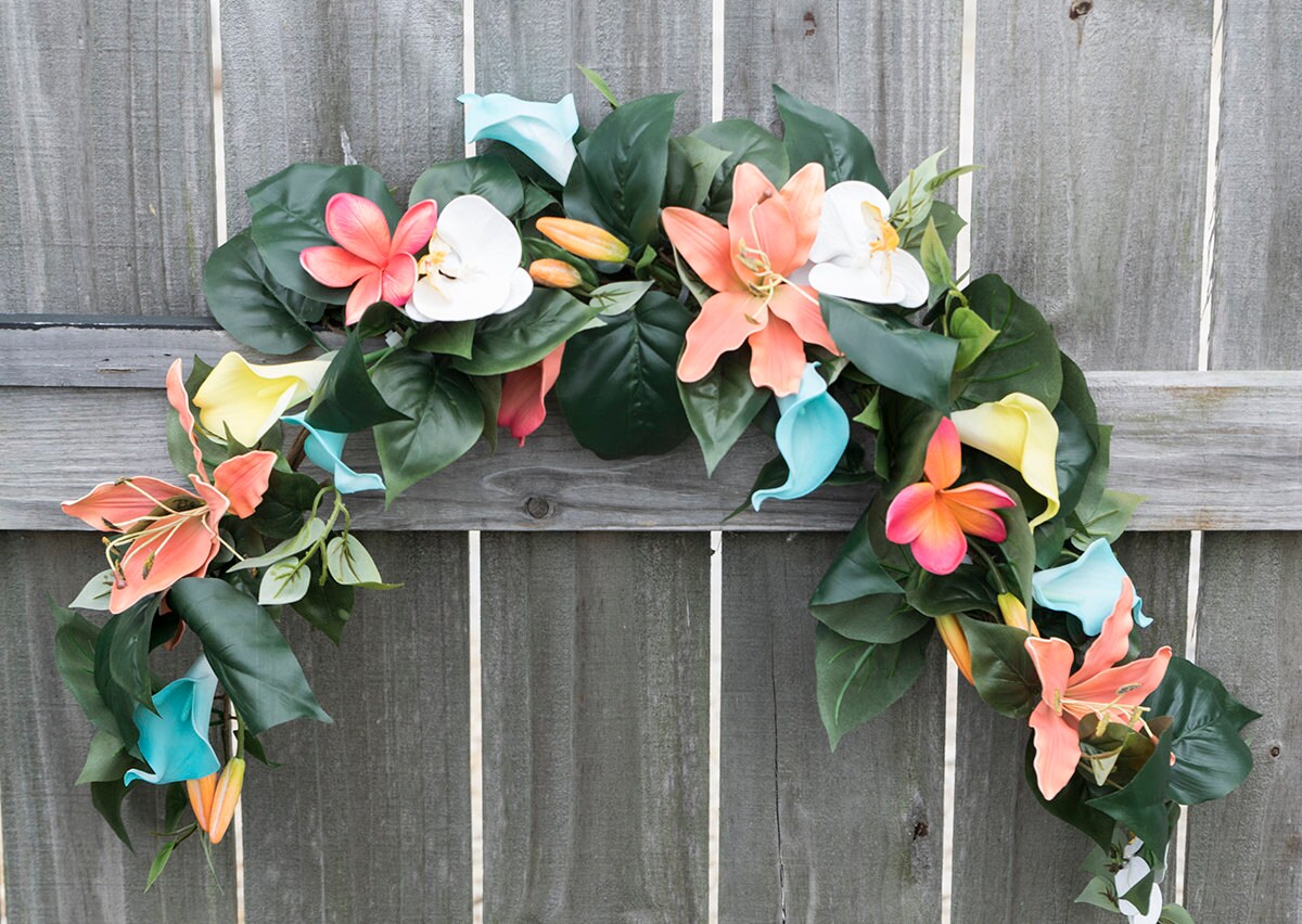 Wedding Arch Tropical Garland Swag Garland Plumerias Orchids