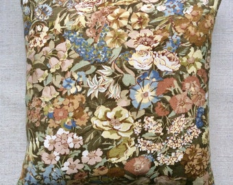 Vintage Liberty Of London Linen Fabric Cushion "Cottage Garden" 40cm x 40cm